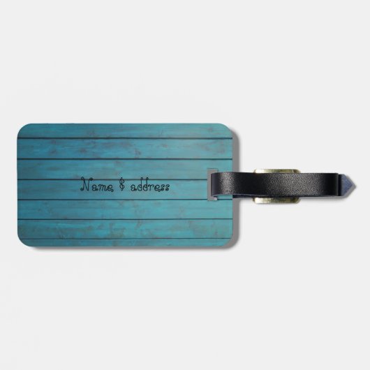 木の質感、単純化された花 ラゲッジタグ (裏面横)