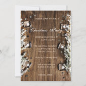木の質感、雪片、企業のクリスマスパーティー 招待状 (正面)