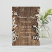 木の質感、雪片、企業のクリスマスパーティー 招待状 (スタンド正面)