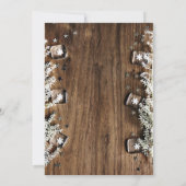 木の質感、雪片、企業のクリスマスパーティー 招待状 (裏面)
