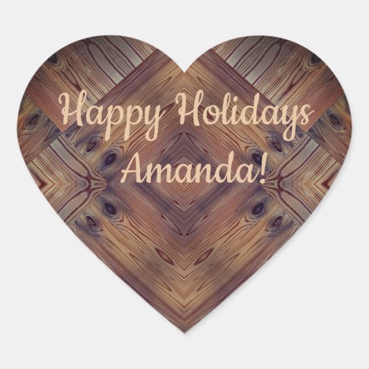 木の質自然な背景茶色の木 ハートシール (正面)