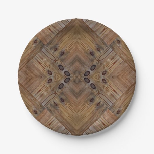 木の質自然な背景茶色の木 ペーパープレート (正面)