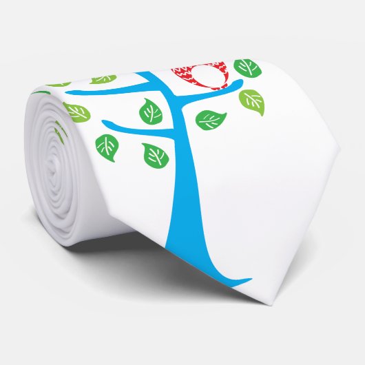 木の赤いフクロウ ネクタイ (ロール)