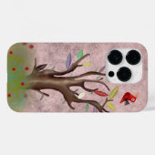 木の赤い鳥の淡いピンクの絵 Case-Mate iPhoneケース (裏面 (横))