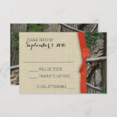 木の迷彩及びオレンジの弓の応答 出欠カード (正面/裏面)