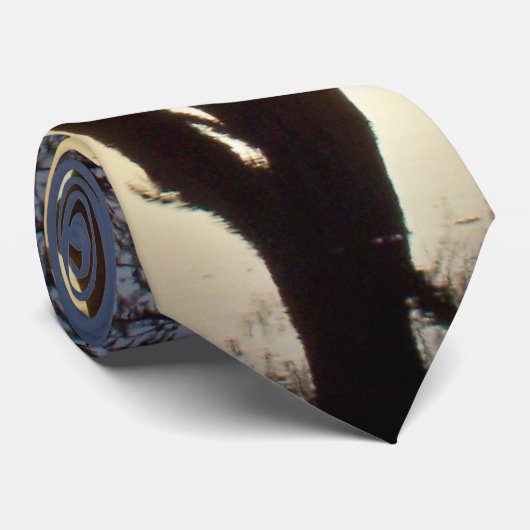 木の陰に沈む夕日 ネクタイ (ロール)