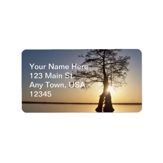 木の陰に沈む夕日 ラベル (正面)