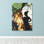 木の陰に隠れる キャンバスプリント (インサイチュ (ウッドフロア))