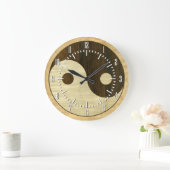 木の陰陽の記号 ラージ壁時計 (ホーム)