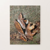 木の隙間に野生の茶色のキノコ自然 ジグソーパズル (縦)