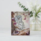 木の雪フクロウ ポストカード (スタンド正面)