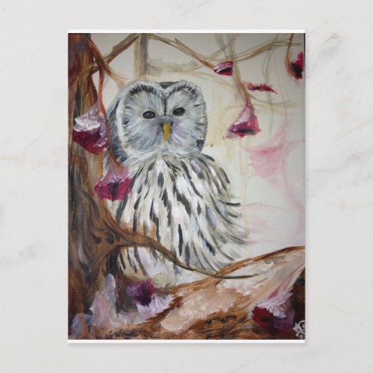木の雪フクロウ ポストカード (正面)