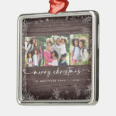 木の雪素朴片の写真メリークリスマス メタルオーナメント (左)