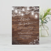 木の雪素朴片の文字列ライトレッドクリスマス 招待状 (スタンド正面)