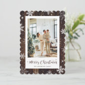 木の雪素朴片フォトメリークリスマスカード シーズンカード (スタンド正面)