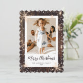 木の雪素朴片フォトメリークリスマスカード シーズンカード (スタンド正面)