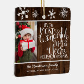 木の雪素朴片メリークリスマス セラミックオーナメント (右)