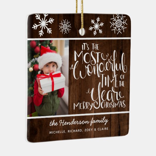 木の雪素朴片メリークリスマス セラミックオーナメント (右)