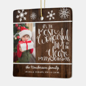 木の雪素朴片メリークリスマス セラミックオーナメント (左)