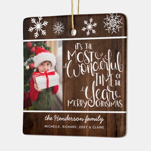 木の雪素朴片メリークリスマス セラミックオーナメント (左)