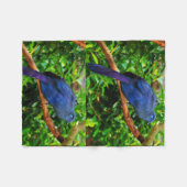 木の青い鳥記念日の運命の運命 フリースブランケット (正面(横))