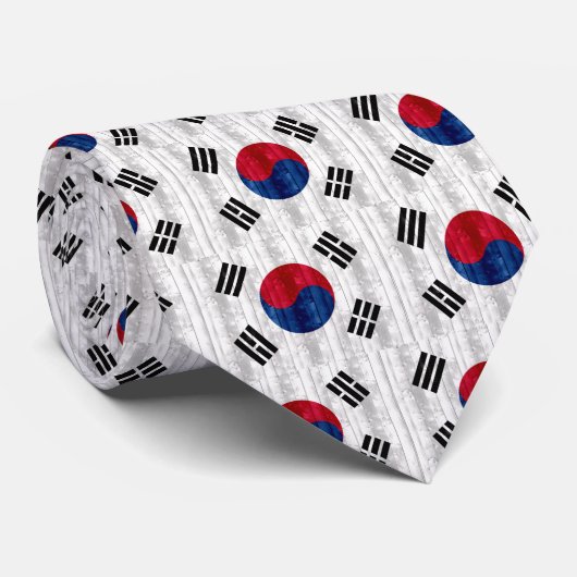 木の韓国の旗 ネクタイ (ロール)