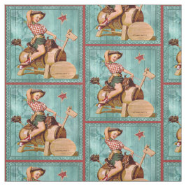 木の馬の西部の生地のヴィンテージの女性のカーボーイ ファブリック