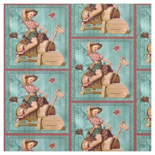 木の馬の西部の生地のヴィンテージの女性のカーボーイ ファブリック (見本)