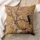 木の鳥のヴィンテージの古く日本のな絵画 クッション (ブランケット)