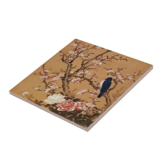 木の鳥のヴィンテージの古く日本のな絵画 タイル (側面)