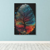 木の鳥の羽指紋 キャンバスプリント (インサイチュ (ウッドフロア))