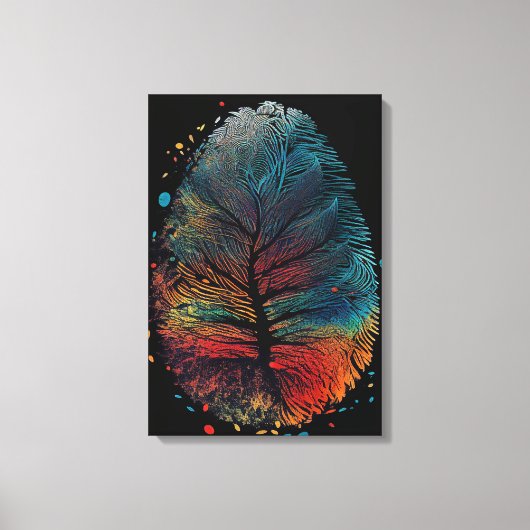 木の鳥の羽指紋 キャンバスプリント (正面)