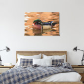 木の鴨が水中を泳ぐ キャンバスプリント (インサイチュ (寝室))