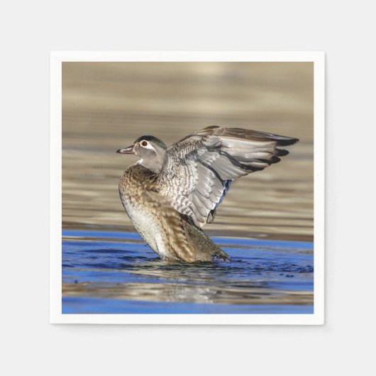 木の鴨が羽ばたき スタンダードカクテルナプキン (正面)