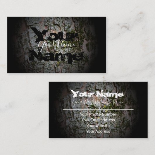 木の黒グランジの消えた文字の名刺 名刺 (正面/裏面)