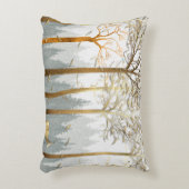 木の3Dイラストレーション、グレー、金ゴールド等高線 アクセントクッション (正面(垂直))