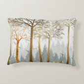 木の3Dイラストレーション、グレー、金ゴールド等高線 アクセントクッション (裏面)