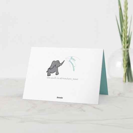木の5周年結婚のかわいい象のカード カード (裏面)