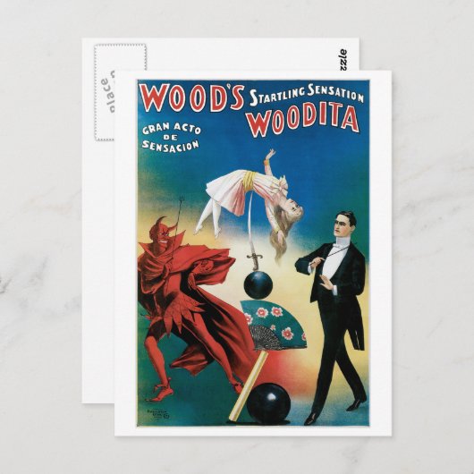 木の~のWooditaの手品師のヴィンテージの魔法の行為 ポストカード (正面/裏面)