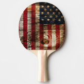 木のbordの米国旗 卓球ラケット (正面)