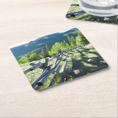 木のFenceline スクエアペーパーコースター (アングル)