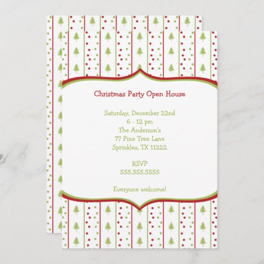 木のgrouponを持つモダンなクリスマスのパーティの招待状 招待状 (正面/裏面)