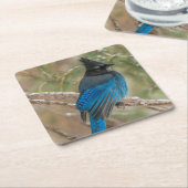 木のStellerのジェイの鳥 スクエアペーパーコースター (アングル)