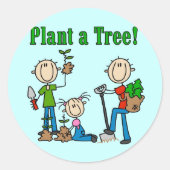 木のTシャツおよびギフトを植えて下さい ラウンドシール (正面)