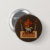 木のTikiのマスクのヴィンテージのレトロのアロハハワイアン 缶バッジ (正面&裏面)