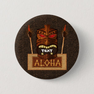 木のTikiのマスクのヴィンテージのレトロのアロハハワイアン 缶バッジ