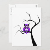 木はがき紫糖スカルフクロウ ポストカード (正面/裏面)