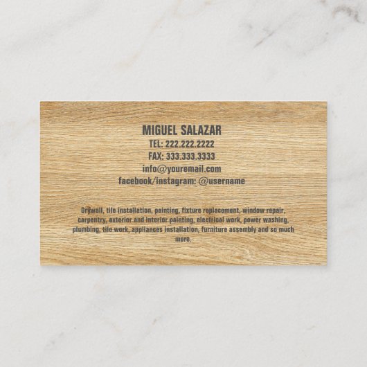 木はっきりした手師建築名刺 名刺 (裏面)