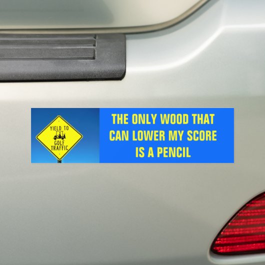 木はです鉛筆-ゴルフカート私のスコアを下げることができます バンパーステッカー (車上)