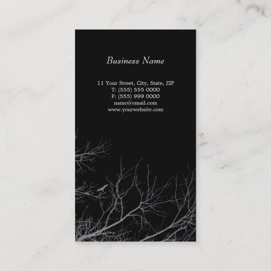 木は創造的なB&Wの名刺のシルエットを描きます 名刺 (裏面)